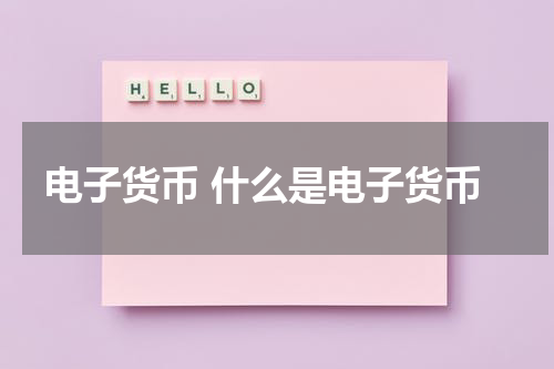 电子货币 什么是电子货币
